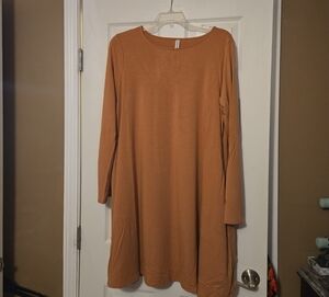 Zenana Long Sleeve Dress in Camel